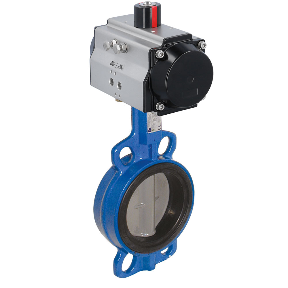 Absperrklappe-WA, DN200, mit Antrieb-OD, DW125 GGG-40/Edelstahl/FKM, doppeltwirkend Absperrklappe-WA, DN200, mit Antrieb-OD, DW125 GGG-40/Edelstahl/FKM, doppeltwirkend