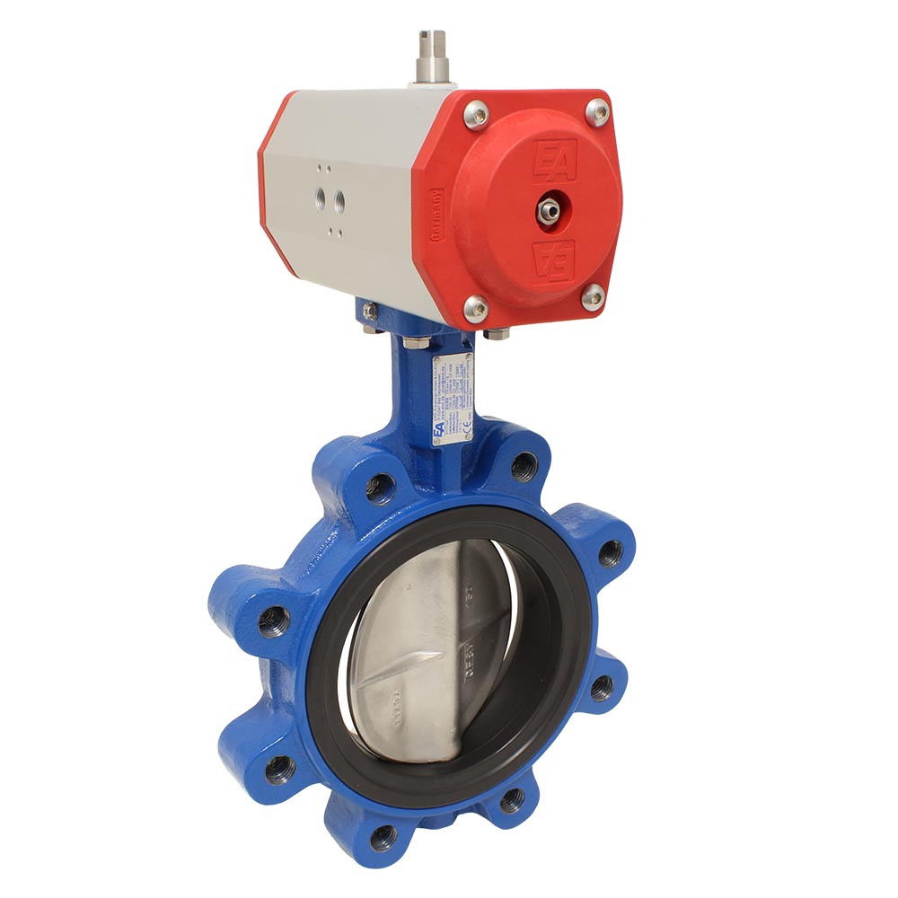 Absperrklappe-WM, LUG, DN80, mit Antrieb-ED, DW63 GGG-40/Edelstahl/EPDM, doppeltwirkend Absperrklappe-WM, LUG, DN80, mit Antrieb-ED, DW63 GGG-40/Edelstahl/EPDM, doppeltwirkend